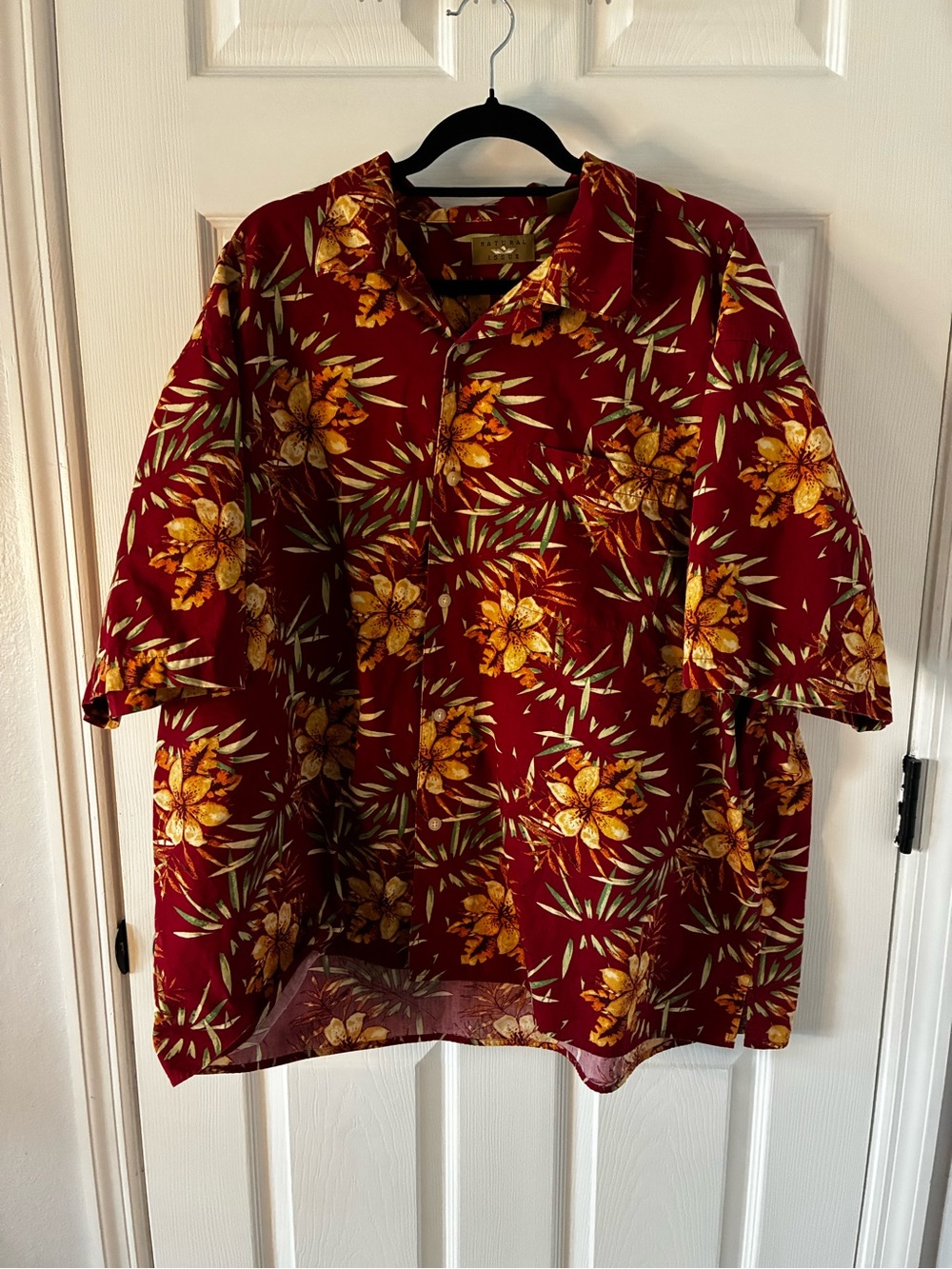 Casual Red Floral Short-Sleeve Button-Down Shirt